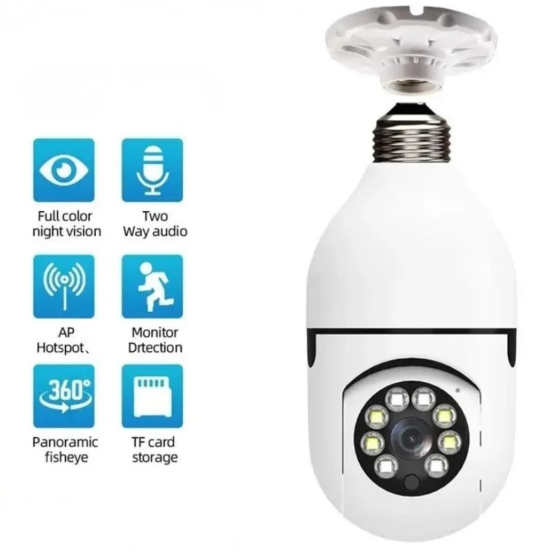 Speed-X Bulb Camera 1080P WiFi 360° Panoramic Security Camera | Night Vision & Two-Way Audio