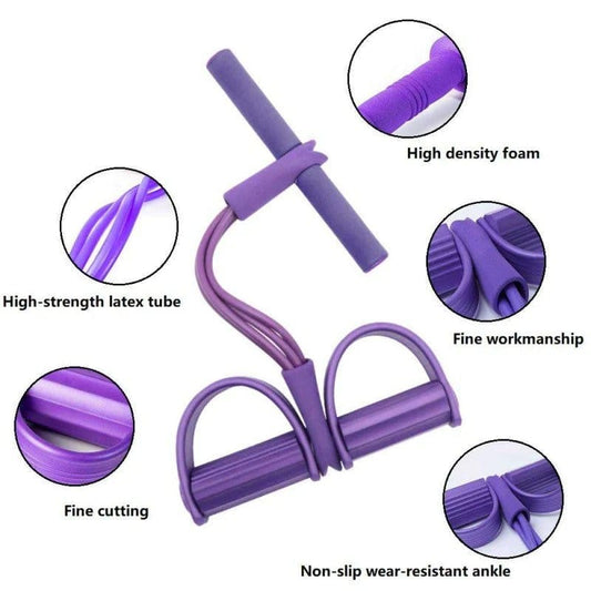 Tummy Trimmer | Foot Pedal Resistance Band | Elastic Sit-Up Pull Rope | Fitness & Yoga Trainer | Random Colors