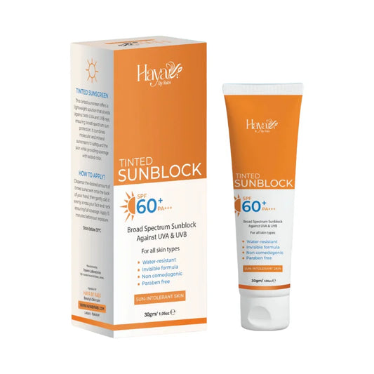Haya Tinted Sunblock SPF 60+ | Natural Tint | Broad Spectrum UV Protection | Lightweight & Non-Greasy