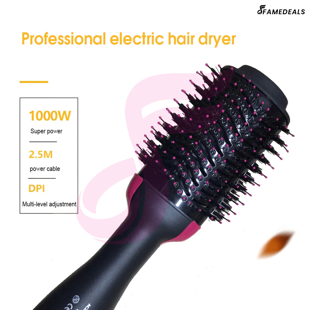 Famedeals™ - 2 in 1 Hot Air Brush One-Step Hair Dryer And Volumizer Styler Electric Ion Blow Dryer Brush Professional Curler Comb Roller