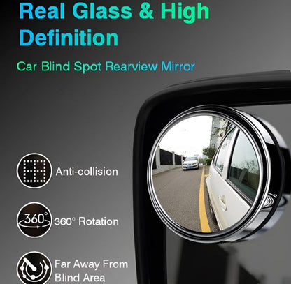 Famedeals™ - 2 Pcs Car Blind Spot Side Mirror Wide-angle 360