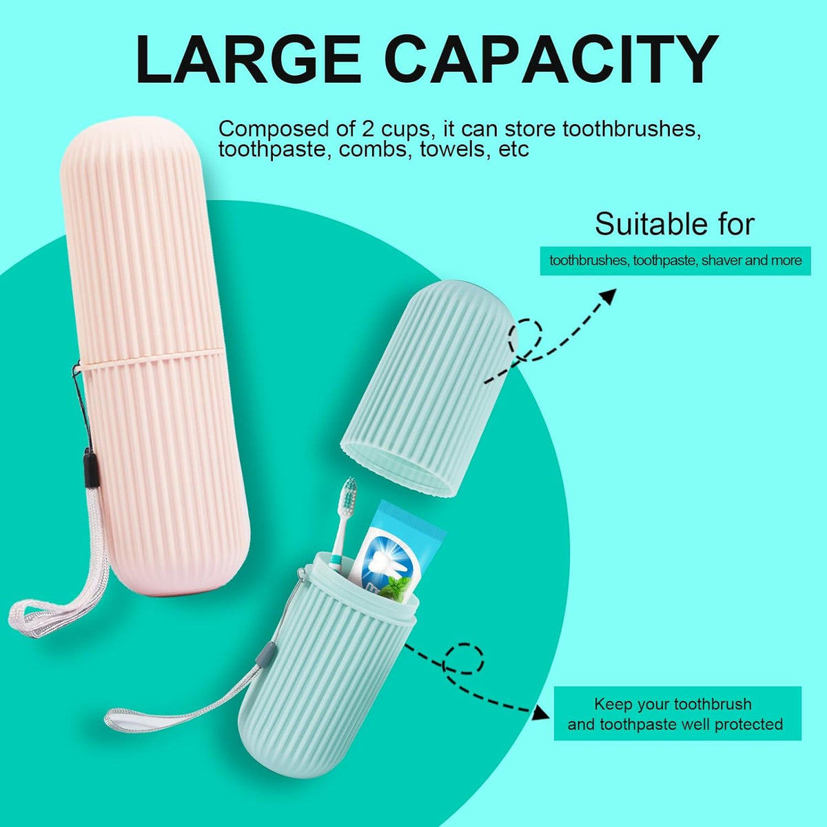 Portable Toothbrush & Toothpaste Holder Case | Travel Storage Box with Cup Function