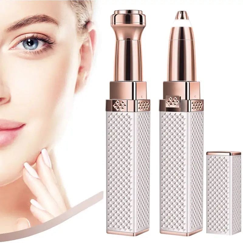 2-in-1 Flawless Facial Hair Remover & Eyebrow Trimmer | USB Rechargeable, Painless & Portable | Silver Color