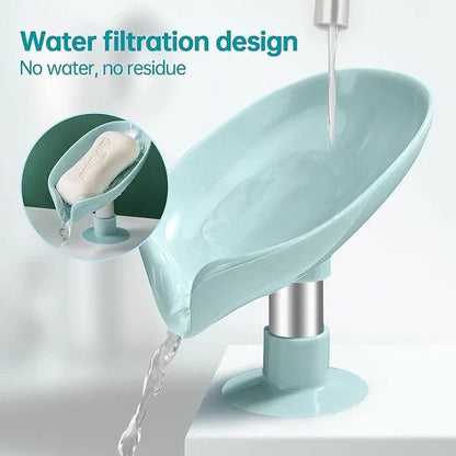 Leaf-Shaped Self-Draining Soap Holder | Stylish Waterfall Design with Suction Base for Bathroom & Kitchen | Random Colors