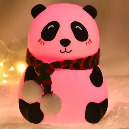 Panda LED Night Lamp | YH-608 Model | Soft Silicone Rechargeable Night Light | 7-Color Touch Control | Kids Bedroom, Nursery & Gift Decor