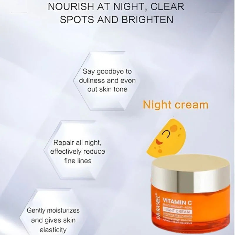 Dr. Rashel Vitamin C Brightening & Anti-Aging NIGHT Cream | Deep Repair & Skin Renewal Moisturizer (50 g) | Imported