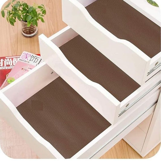 Anti-Slip Fridge & Shelf Mat | Waterproof Washable Liner for Kitchen Drawers Cabinets | Brown