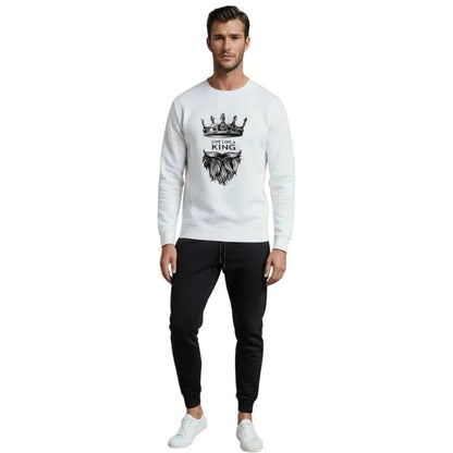 KING Printed White Tracksuit Sweatshirt & Trouser | Warm & Comfortable Winter Wear | Large