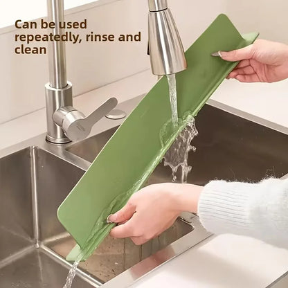 Large Size Silicone Sink Splash Guard Set |  Non-Slip Water Barrier with Strong Suction Cups for Kitchen & Bathroom Use