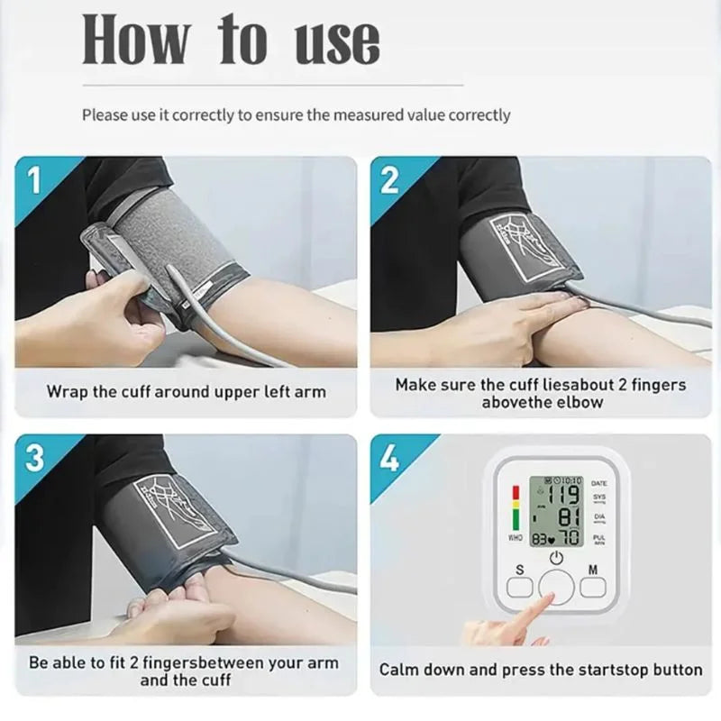 Digital Blood Pressure Monitor | Upper Arm Automatic BP Machine with Large LCD Display, Memory Storage & Voice Function