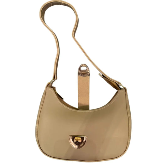 Crescent Leather Luxury Shoulder Bag for Women | Skin Color