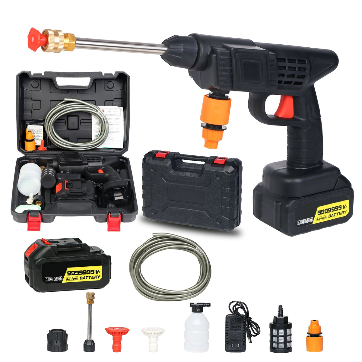 Famedeals™ - Automatic Cordless Wireless Car Wash Spray Gun High Pressure 48v Lithium Water Jet