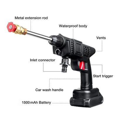 Famedeals™ - Automatic Cordless Wireless Car Wash Spray Gun High Pressure 48v Lithium Water Jet