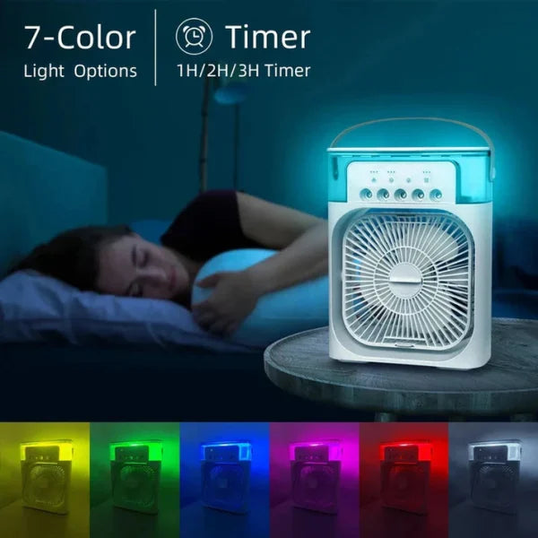 9 Inch Mist Fan | Portable Air Conditioner Fan |  Mist Water, And Humidifier Function | Led Night Light Water Mist | Random Color